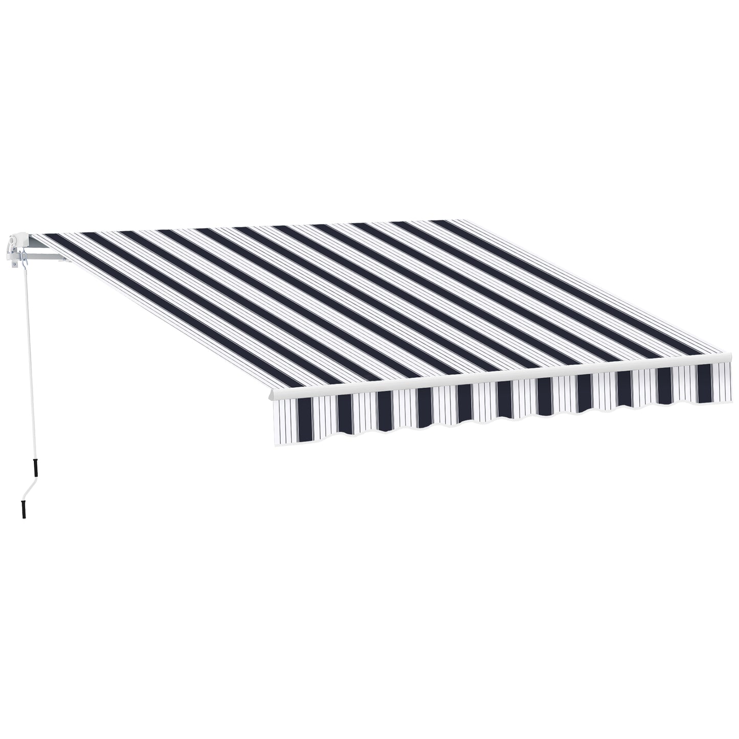 Photo of Outsunny 2.5x2 m Manual Retractable Awning, Garden Awning with 90% UV block -Dark Blue/White Stripes in Stripes colour on a white background