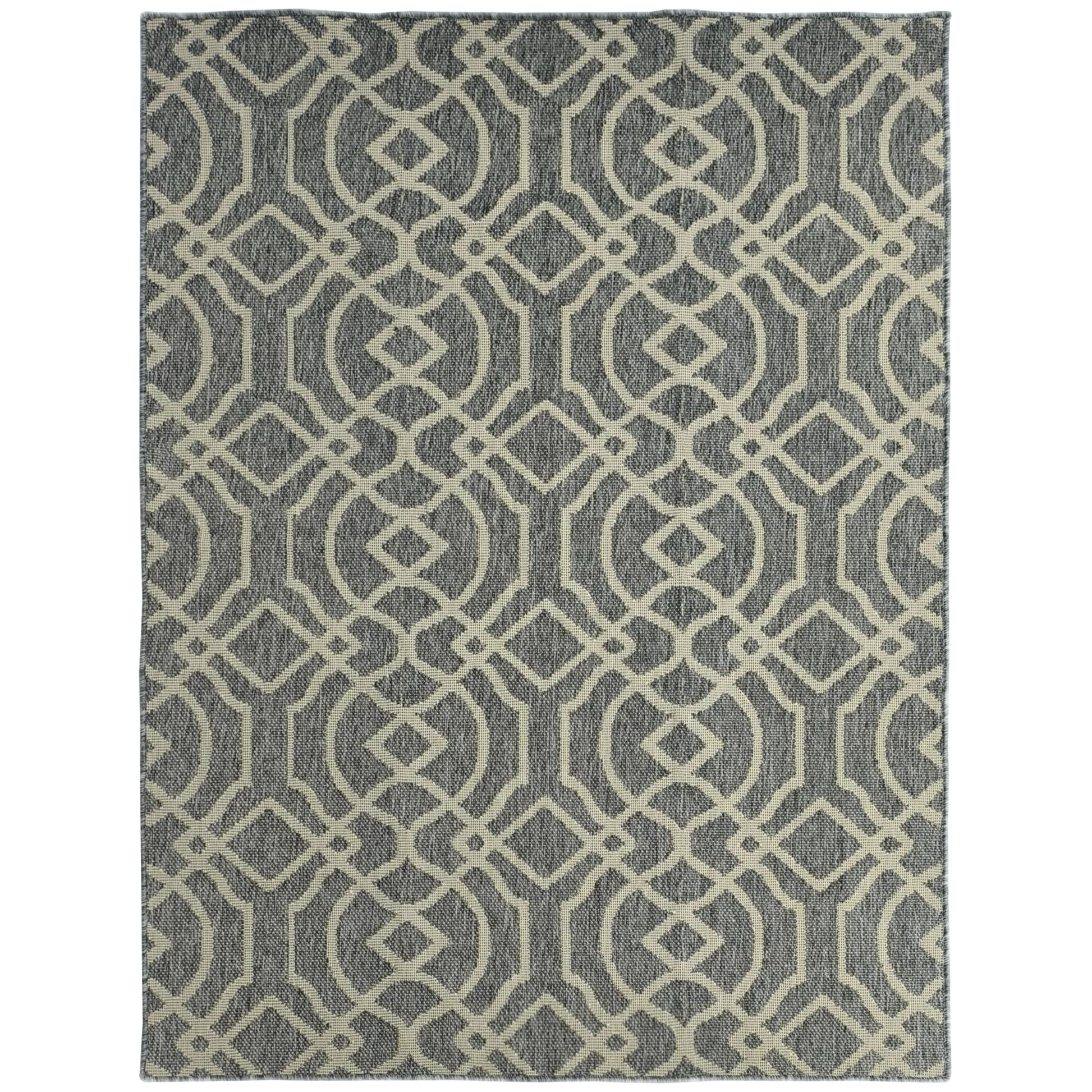 Photo of HOMCOM UV Resistant Indoor & Outdoor Area Rug, Easy-Cleaning Machine Washable Rug with Geometric Pattern for Patio, Garden, Kitchen, Bathroom or Living Room, 230 x 160 cm, Grey in Grey colour on a white background
