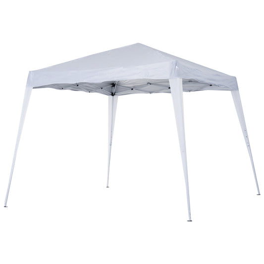 Photo of Outsunny 3 M x 3 M Base/ 2.5 M x 2.5 M Top Pop Up Gazebo with Carry Bag, Height Adjustable Slant Leg Party Tent Instant Event Shelter for Garden, Patio, White in White colour on a white background