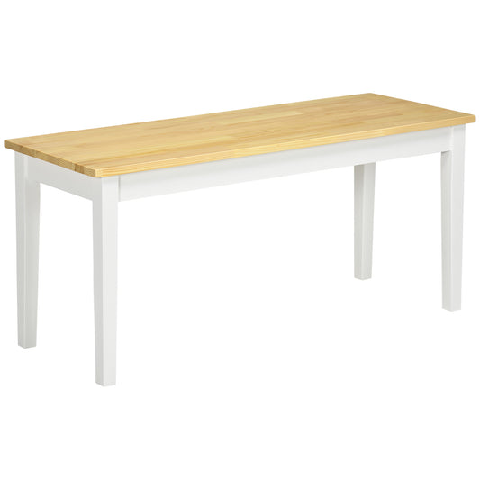 Photo of HOMCOM 102 cm Wood Dining Bench for 2 People, Wooden Bench for Kitchen, Dining Room, Entryway, White in White colour on a white background