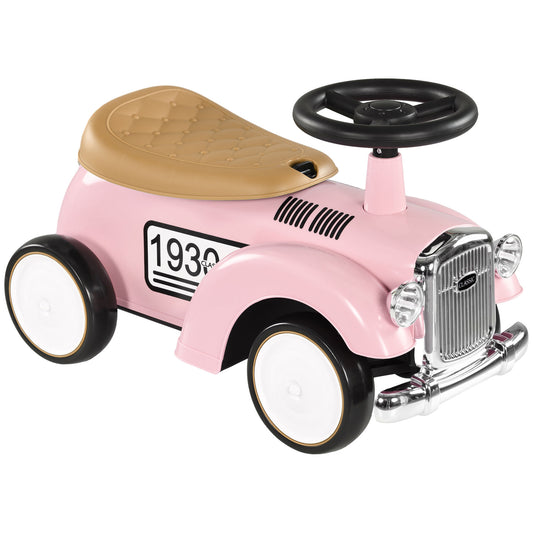 Photo of AIYAPLAY Foot to Floor Slider for Toddlers with Under-Seat Storage, Ride on Sliding Car with Horn, for Ages 12-36 Months - Pink in Pink colour on a white background