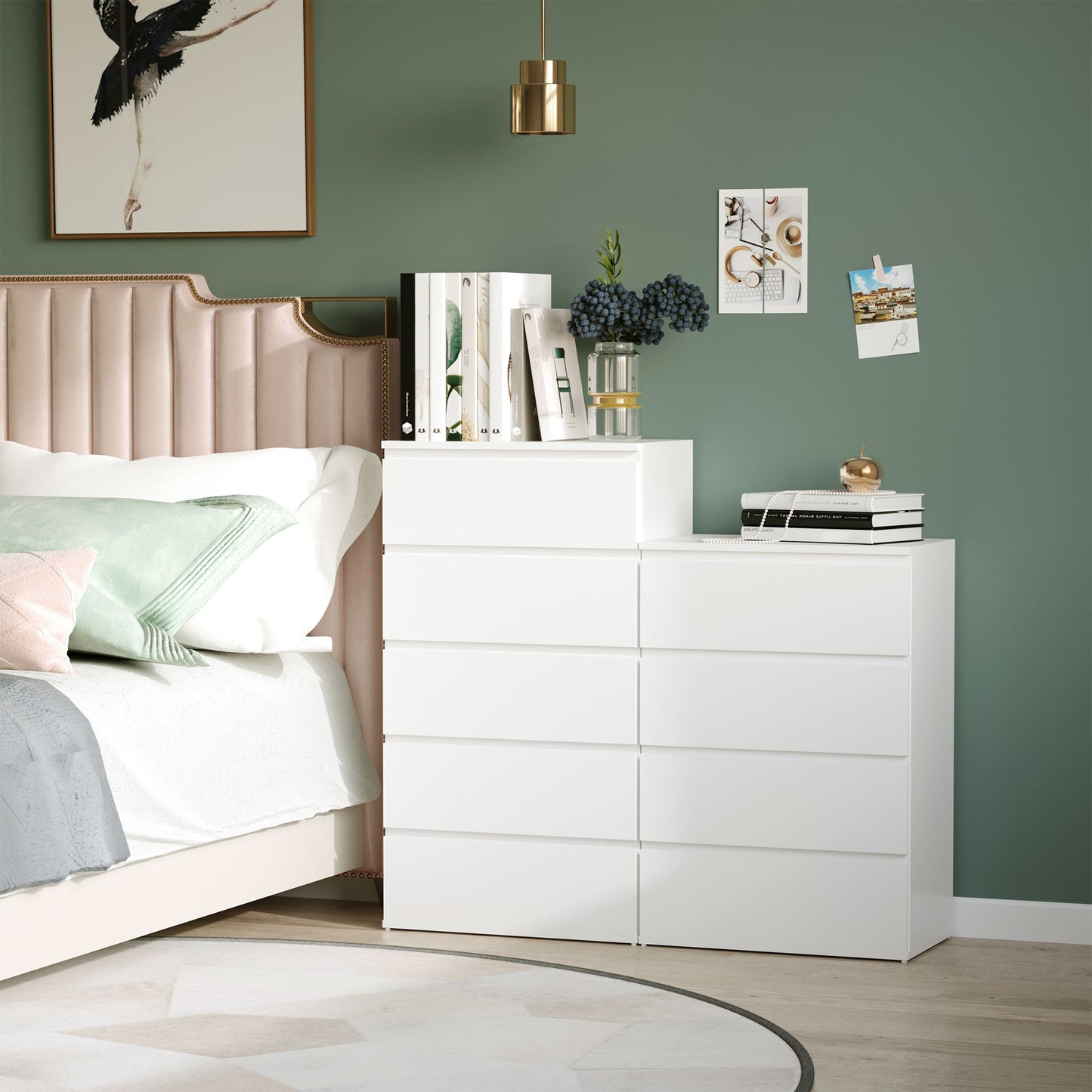HOMCOM Chest of Drawers, 4-Drawer Storage Cabinets, Modern Dresser, Storage Drawer Unit for Bedroom
