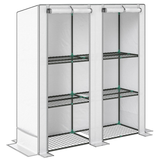 Photo of Outsunny Three-Tier Mini Greenhouse - White in White colour on a white background