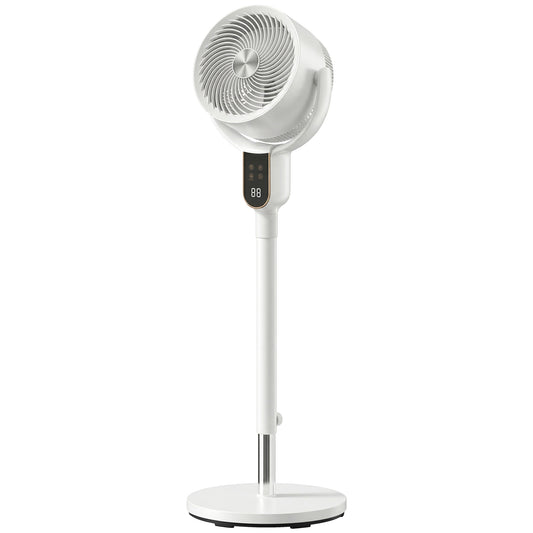 Photo of HOMCOM 20 dB Silent Standing Fan for Bedroom, 42" Pedestal Fan with Remote, 90° Oscillating, 8 Speeds, Remote Control, White in White colour on a white background