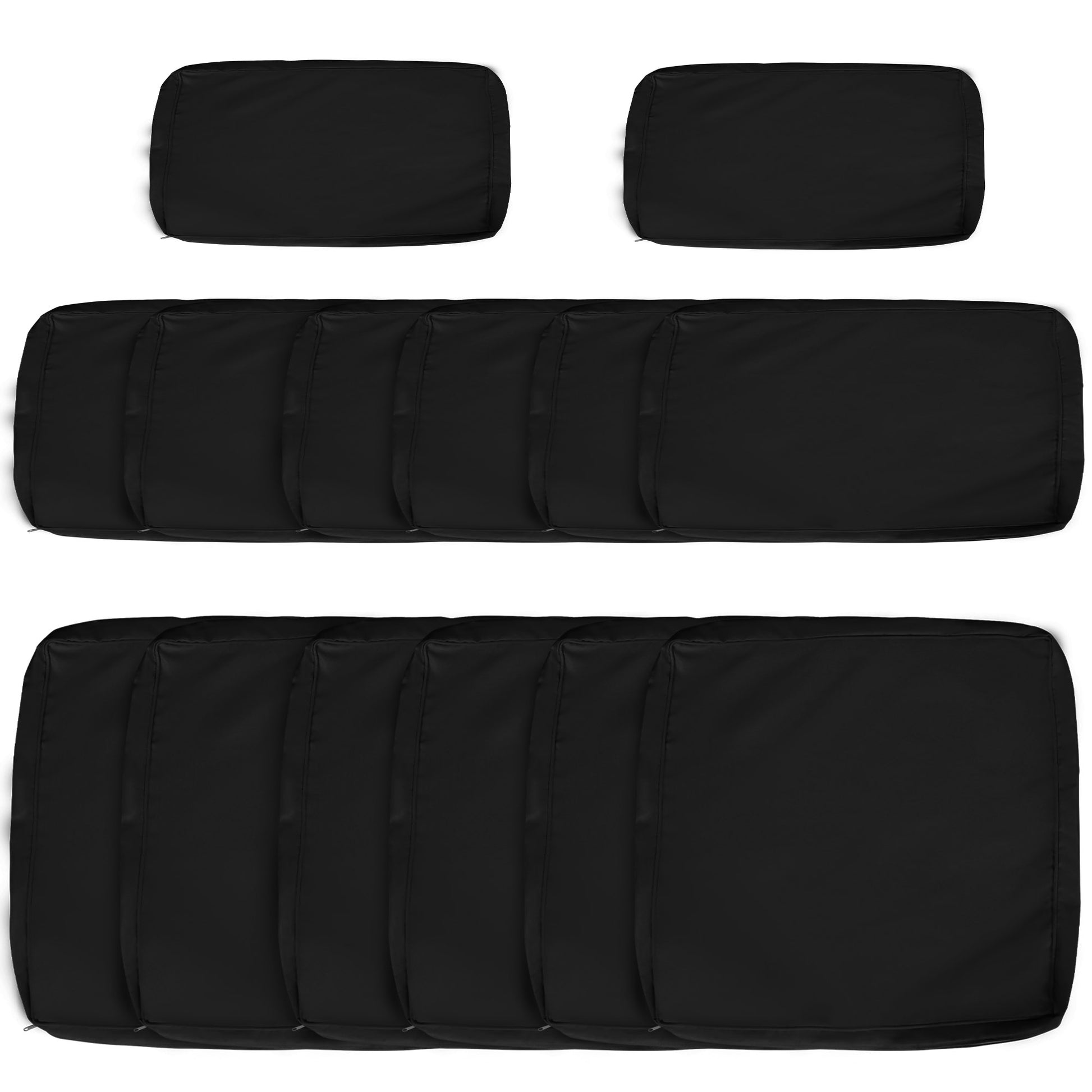 Photo of Outsunny Garden Rattan Sofa Cushion Polyester Cover Replacement Outdoor- No Cushion Included, Black in Black colour on a white background