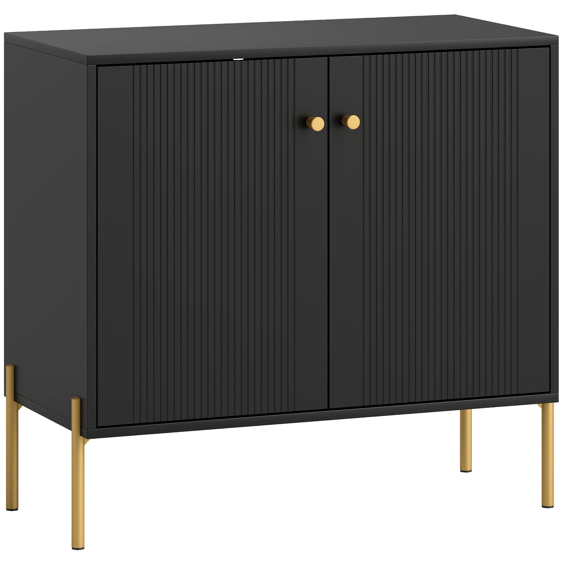 Photo of HOMCOM Sideboard Buffet Cabinet, Coffee Bar Cabinet with Fluted Doors and Adjustable Shelf, Black in Black colour on a white background