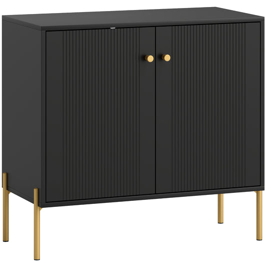 Photo of HOMCOM Sideboard Buffet Cabinet, Coffee Bar Cabinet with Fluted Doors and Adjustable Shelf, Black in Black colour on a white background