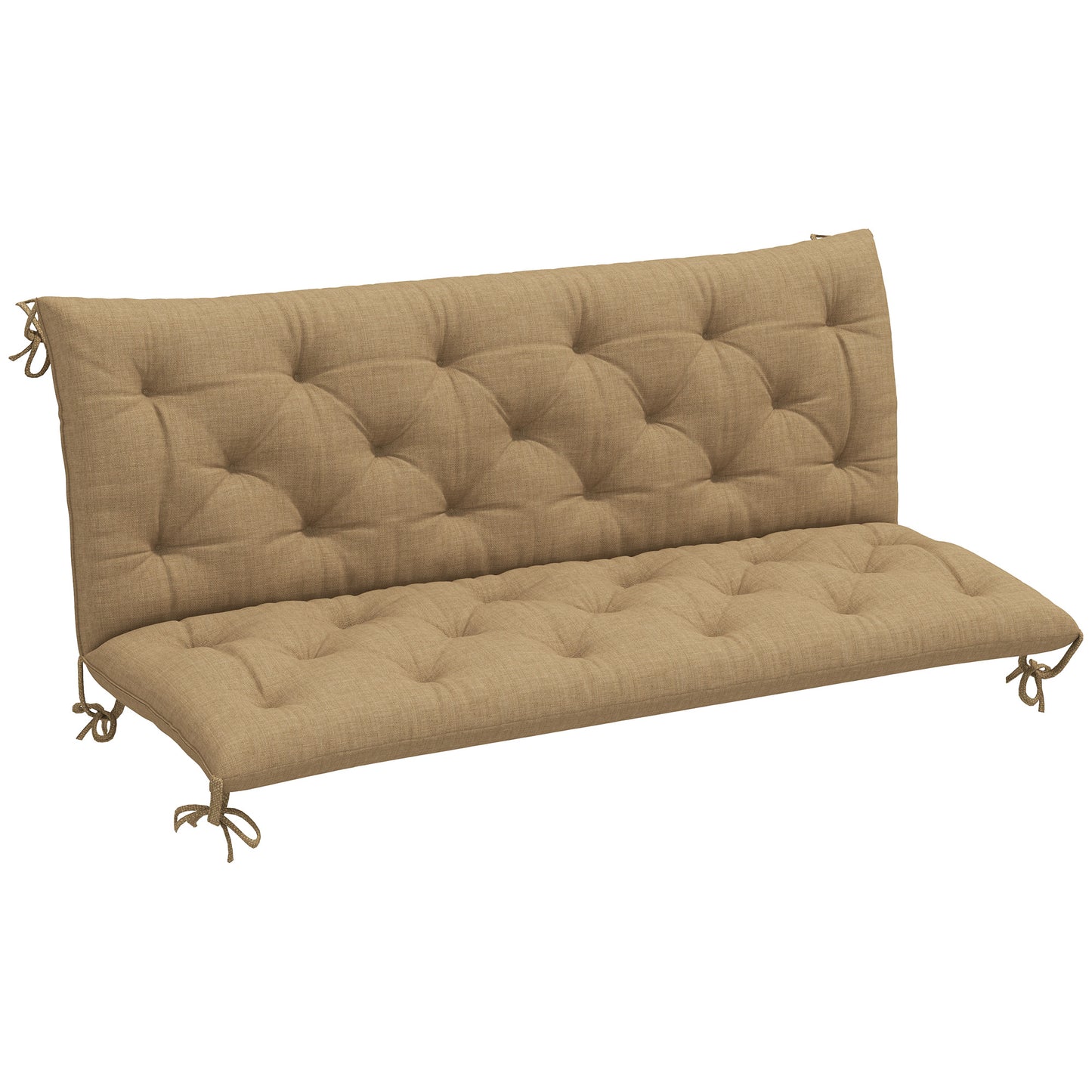 Photo of Outsunny Three-Seater Bench Cushion - Khaki in Khaki colour on a white background