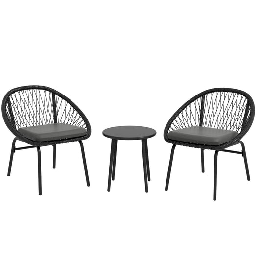 Photo of Outsunny Three-Piece Rattan Bistro Set - Black in Black colour on a white background