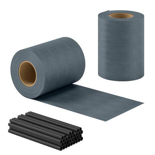 Photo of Outsunny 2Pcs Privacy Garden Screen Fence, UV Resistant Waterproof Windbreak Fencing, 70mx19cm, Grey in Grey colour on a white background
