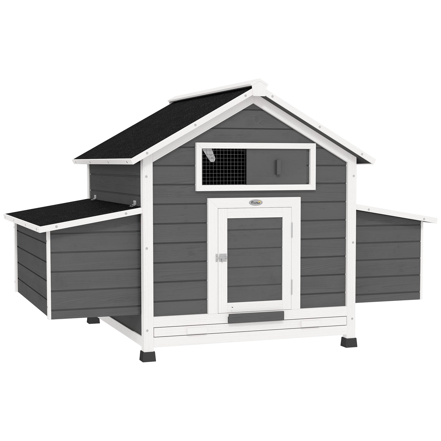 Photo of PawHut Chicken Coop, Wooden Outdoor Hen House with Nesting Box, Openable Waterproof Top, Pull-Out Tray, 150 x 100 x 97cm in 97cm colour on a white background
