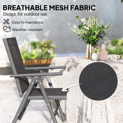 Folding garden chair with breathable mesh fabric seat and back