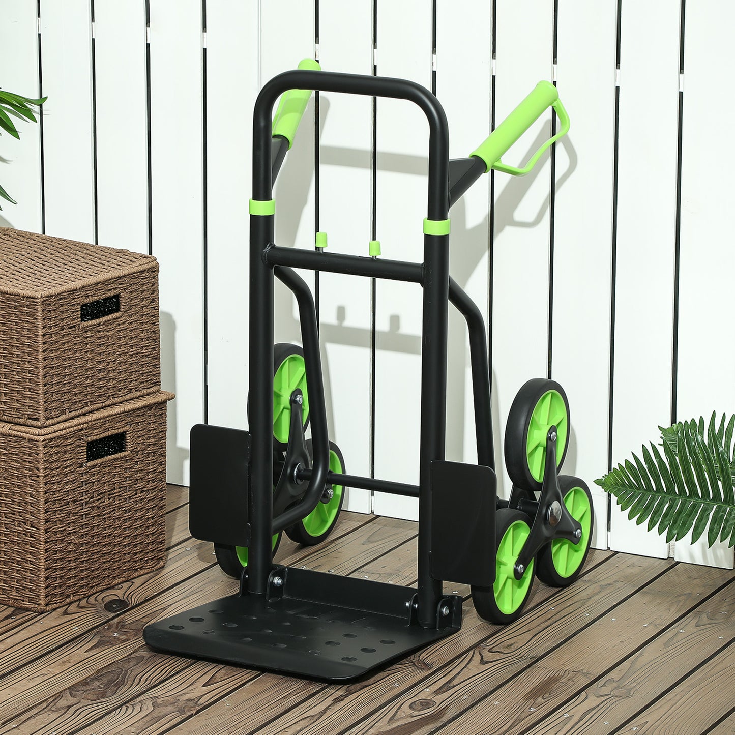 DURHAND Six-Wheel Folding  Sack Barrow Trolley - Black/Green