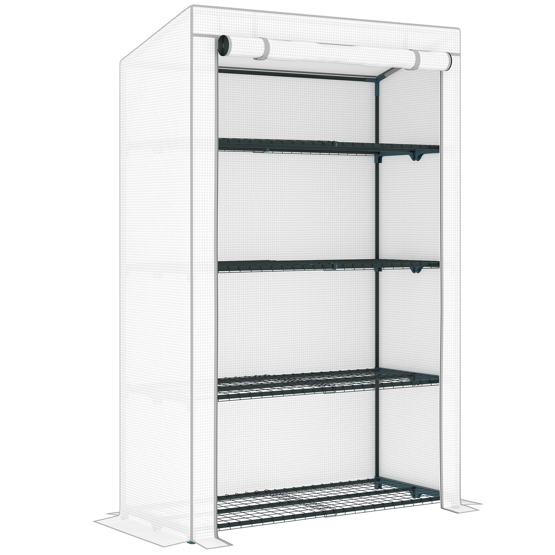 Photo of Outsunny Four-Tier Mini Greenhouse - Grey/White in Grey/White colour on a white background