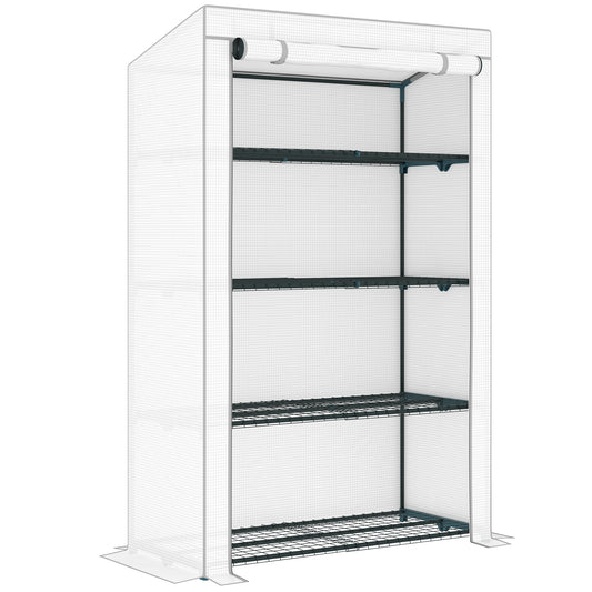 Photo of Outsunny Four-Tier Mini Greenhouse - Grey/White in Grey/White colour on a white background