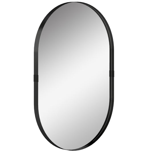 Photo of HOMCOM Wall Mirror, Bathroom Mirror with Elevated Aluminium Alloy Frame, 60 x 90 cm, Black in Black colour on a white background