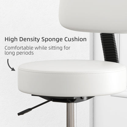 White salon chair with a thick padded seat and adjustable backrest