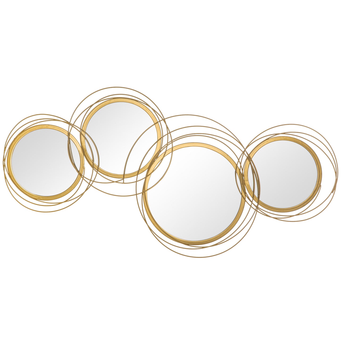 Photo of HOMCOM Metal Wall Art 56cm Modern Decorative Mirror Decor for Living Room Bedroom Dining Room, Gold in Gold colour on a white background