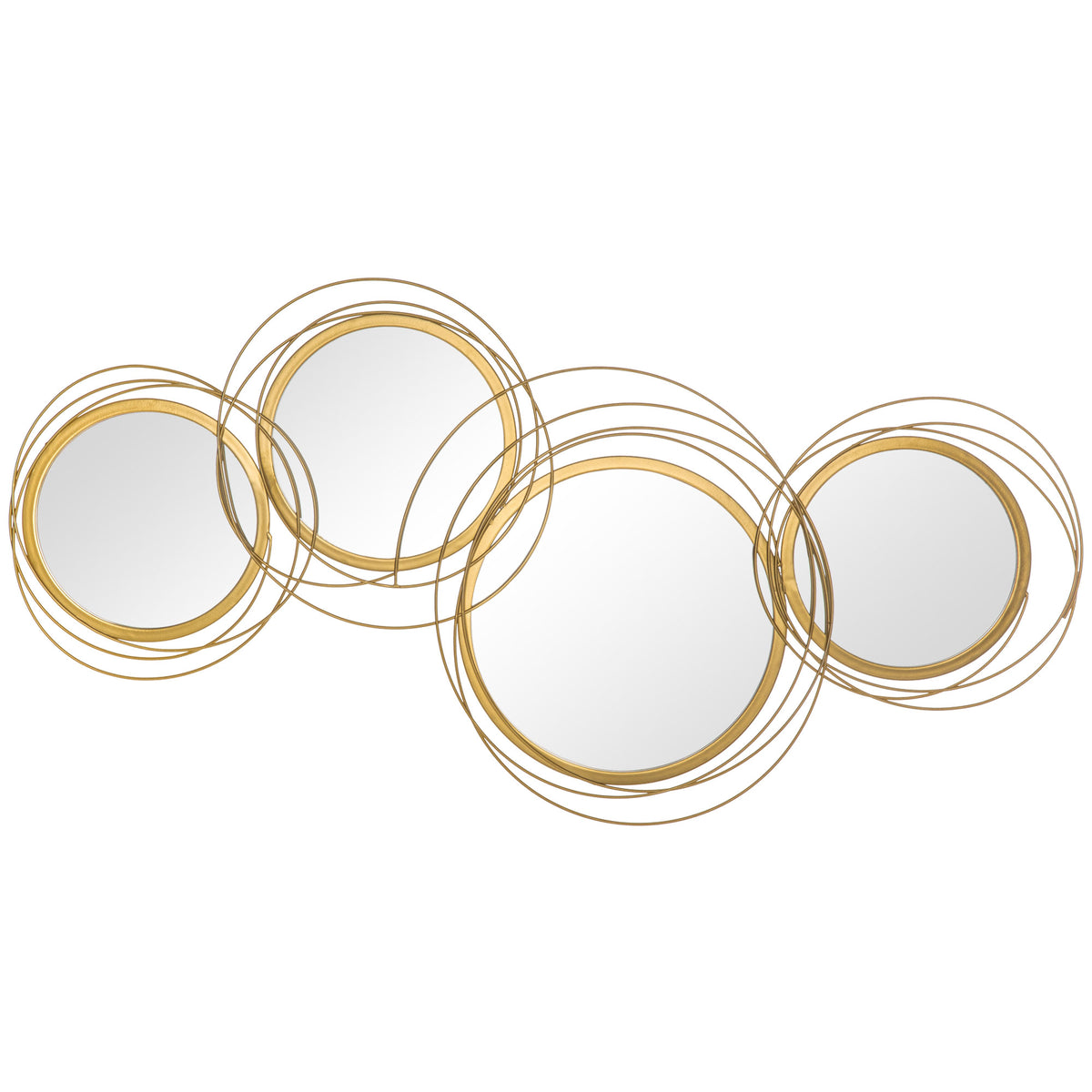 Photo of HOMCOM Metal Wall Art 56cm Modern Decorative Mirror Decor for Living Room Bedroom Dining Room, Gold in Gold colour on a white background