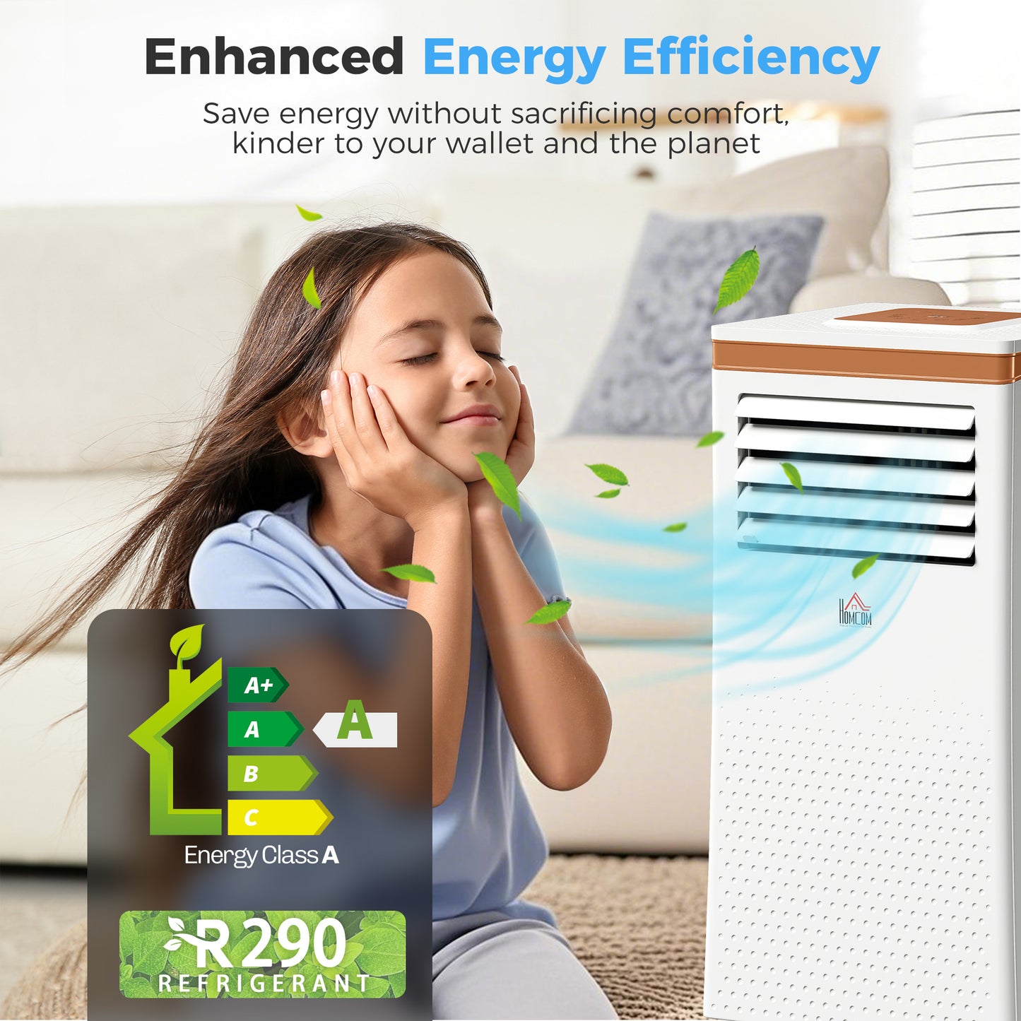 HOMCOM Portable Air Conditioner 7000 BTU, 4-in-1 Air Conditioning Unit with Cooling, Fan, 19.2L/Day Dehumidifier & Sleep Mode, LED Display, Remote Control, 24H Timer, Window Kit for Rooms up to 26㎡