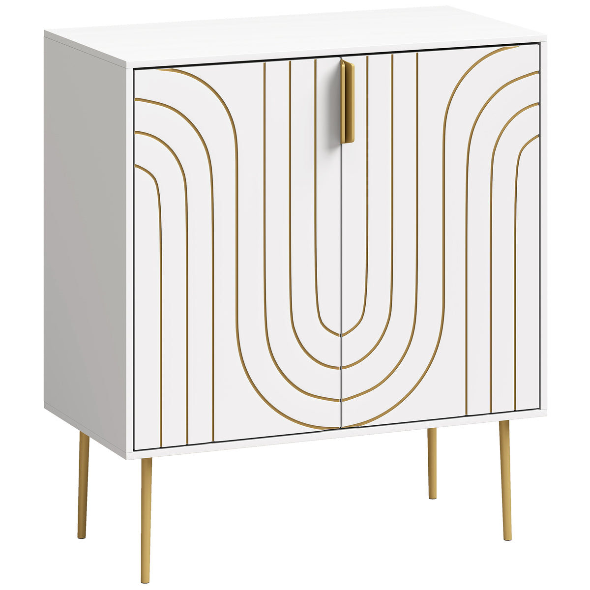 Photo of HOMCOM Modern Kitchen Cupboard, Storage Cabinet with 2 Doors, Adjustable Shelf and Metal Legs, White in White colour on a white background