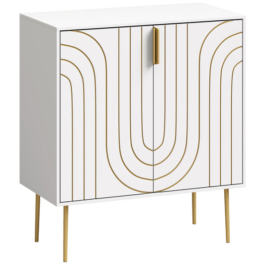 Photo of HOMCOM Modern Kitchen Cupboard, Storage Cabinet with 2 Doors, Adjustable Shelf and Metal Legs, White in White colour on a white background