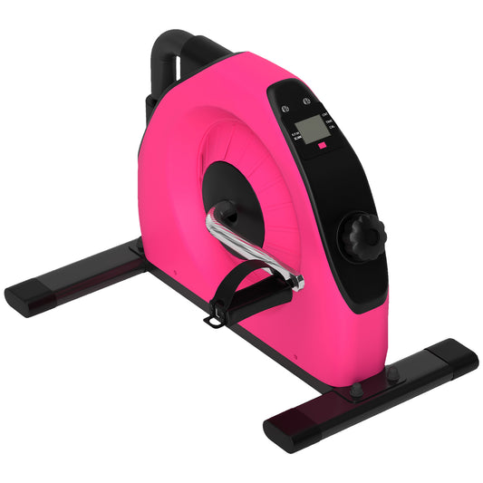 Photo of SPORTNOW Mini Exercise Bike, Portable Pedal Exerciser with LCD Display for Legs, Arms, Rehabilitation, Therapy, Pink in Pink colour on a white background
