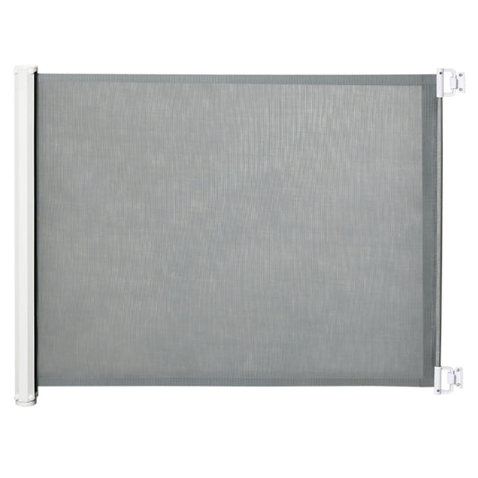 Photo of PawHut Retractable Pet Safety Gate, Folding Dog Barrier, Grey in Grey colour on a white background