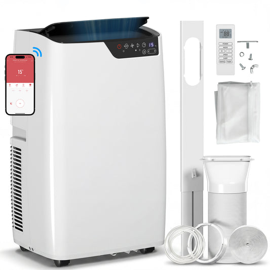 Photo of HOMCOM Portable Air Conditioner 14000 BTU, 4-in-1 AC Unit with Cool, Dehumidifier, Fan, Sleep Mode, WiFi Voice Remote Control in Control colour on a white background