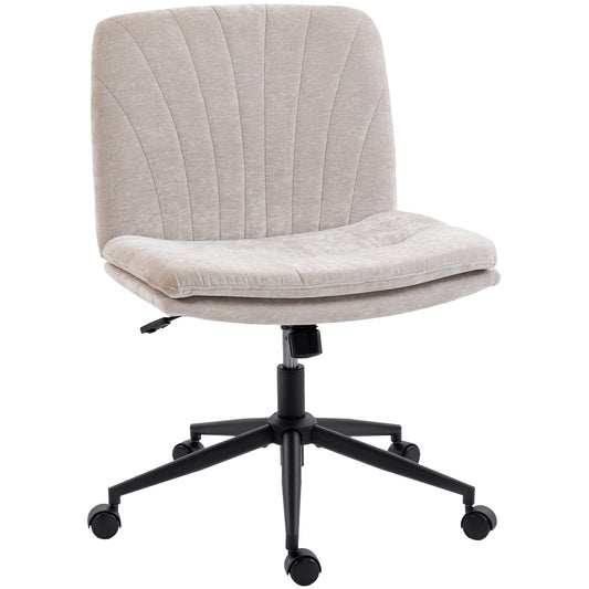 Photo of HOMCOM Criss Cross Chair with Wheels, No Arms - Beige in Beige colour on a white background