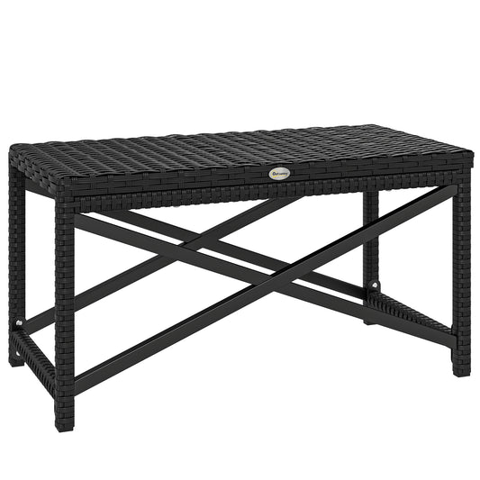 Photo of Outsunny Outdoor Coffee Table Side Table with X-Shape Frame for Patio, Balcony, Black in Black colour on a white background