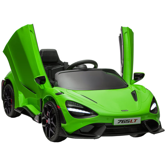Photo of AIYAPLAY McLaren 765LT Licensed 12V Kids Electric Ride on Car with Butterfly Doors, Remote Control, Transport Wheels, Green in Green colour on a white background