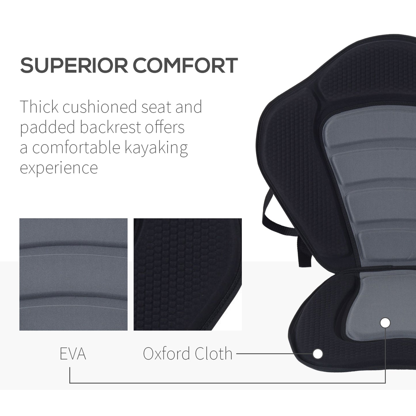 HOMCOM Paddle Board Seat, Detachable Kayak Seat with Padded High Backrest, Sit On Top Design, for Canoe Rafting Sports