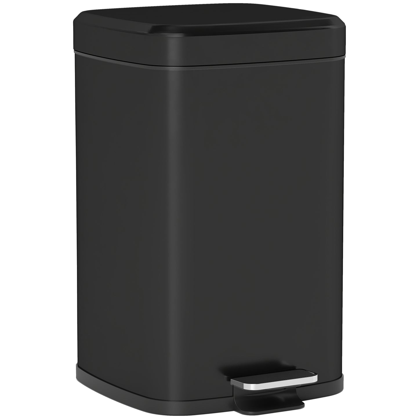 Photo of HOMCOM 20L Modern Boxy Metal Home Kitchen Bin - Black in Black colour on a white background