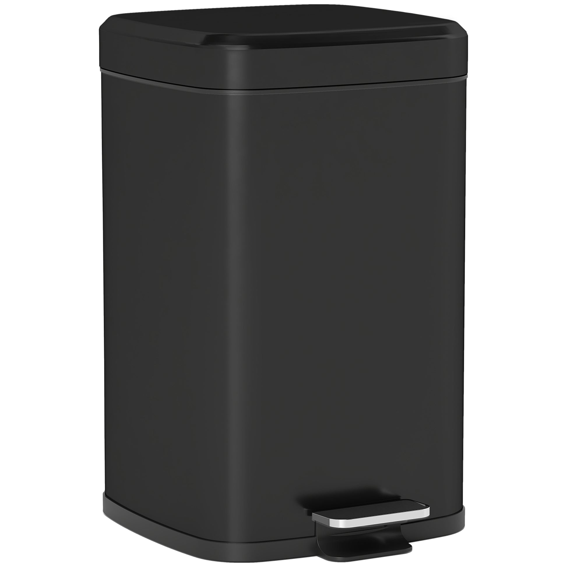 Photo of HOMCOM 20L Modern Boxy Metal Home Kitchen Bin - Black in Black colour on a white background