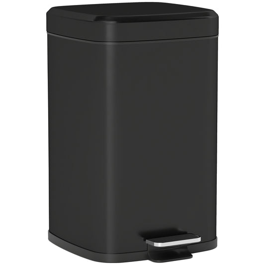 Photo of HOMCOM 20L Modern Boxy Metal Home Kitchen Bin - Black in Black colour on a white background
