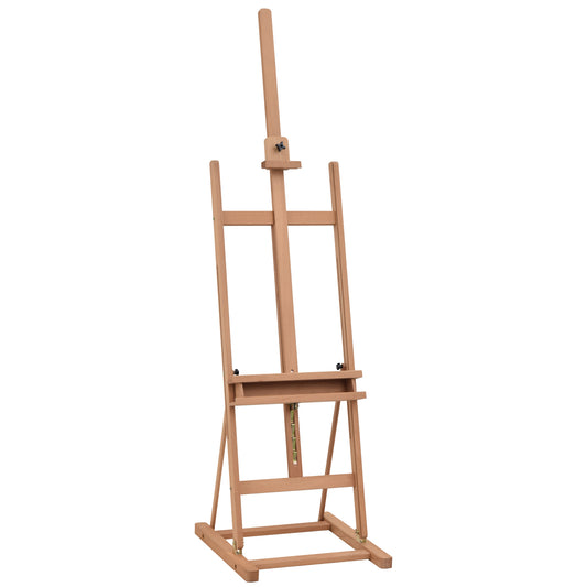Photo of Vinsetto Wooden Easel Stand H-Frame Artist Easel with 171-230cm Adjustable Height and 0-80° Working Angles Beech Wood Art Easel for Displaying Painting Wedding Sign Nature Wood Finish in Finish colour on a white background