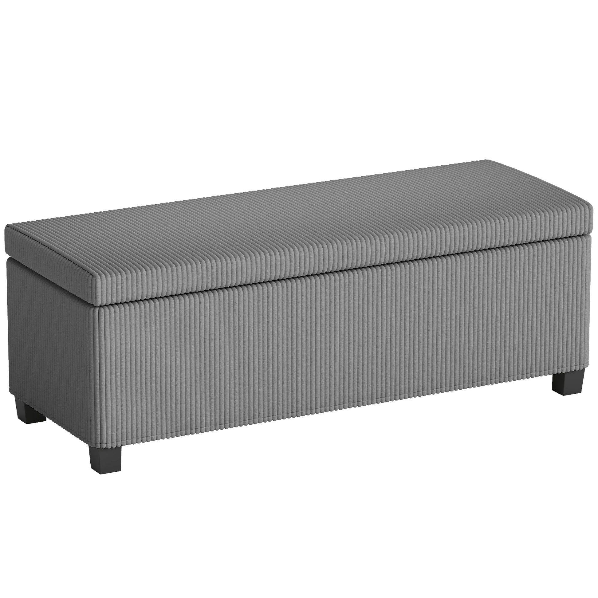 Photo of HOMCOM 84L Corduroy Storage Ottoman - Grey in Grey colour on a white background