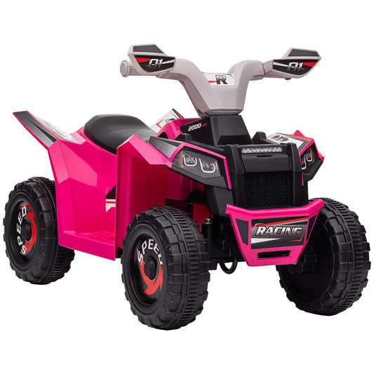 Photo of HOMCOM 6V Quad Bike with Wear-Resistant Wheels, Forward Backward Function, for Ages 18-36 Months, Pink in Pink colour on a white background