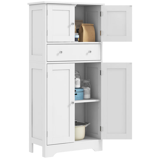 Photo of HOMCOM Multi-Storage Freestanding Kitchen Cabinet with Adjustable Lower Shelf - White in White colour on a white background
