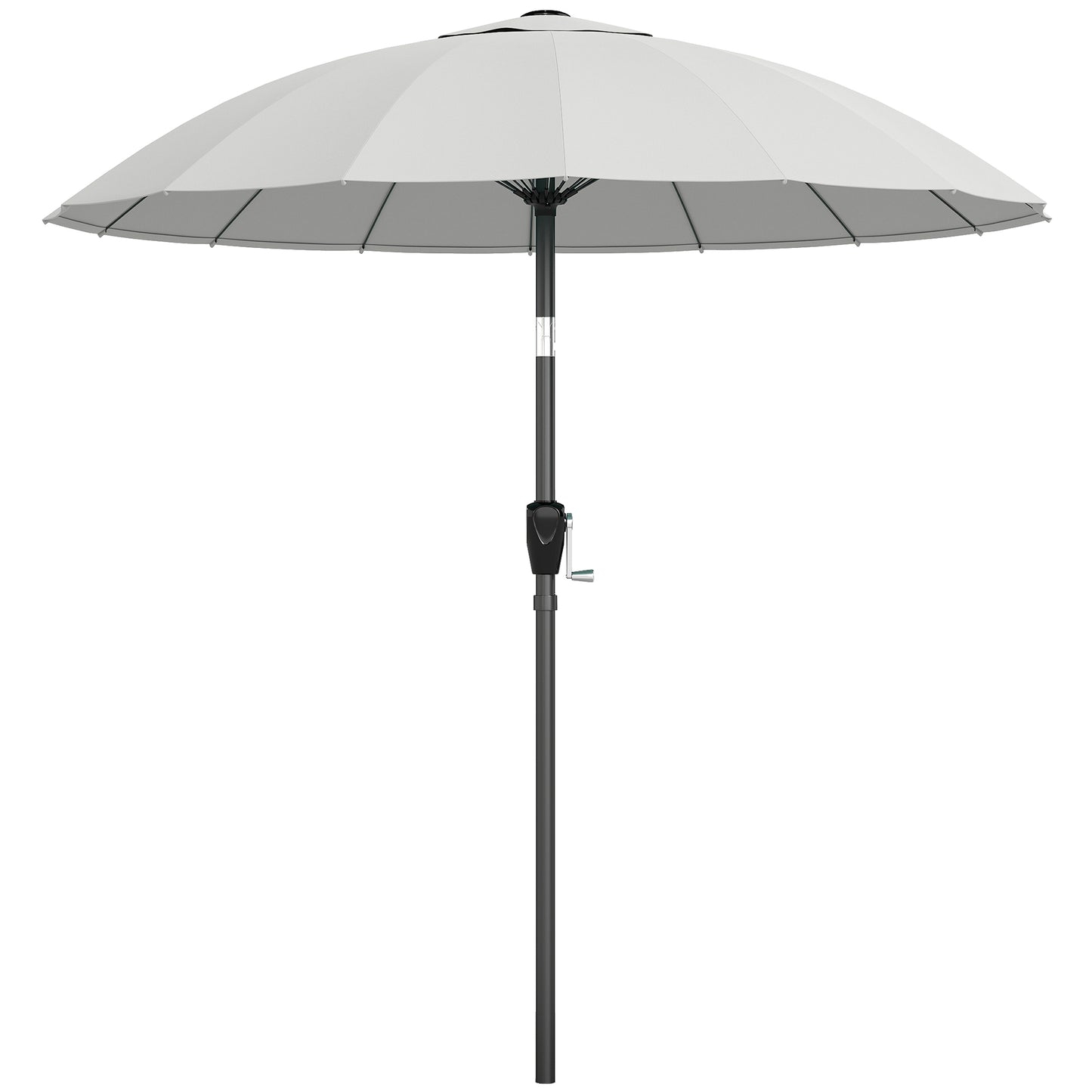 Photo of Outsunny 2 m Shanghai Garden Parasol Umbrella with 16 Fibreglass Ribs, Outdoor Parasol Sun Shade with Crank & Tilt, Light Grey in Grey colour on a white background