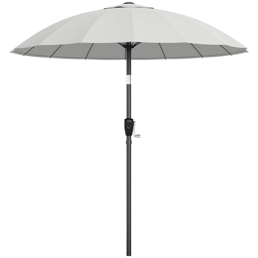 Photo of Outsunny 2 m Shanghai Garden Parasol Umbrella with 16 Fibreglass Ribs, Outdoor Parasol Sun Shade with Crank & Tilt, Light Grey in Grey colour on a white background