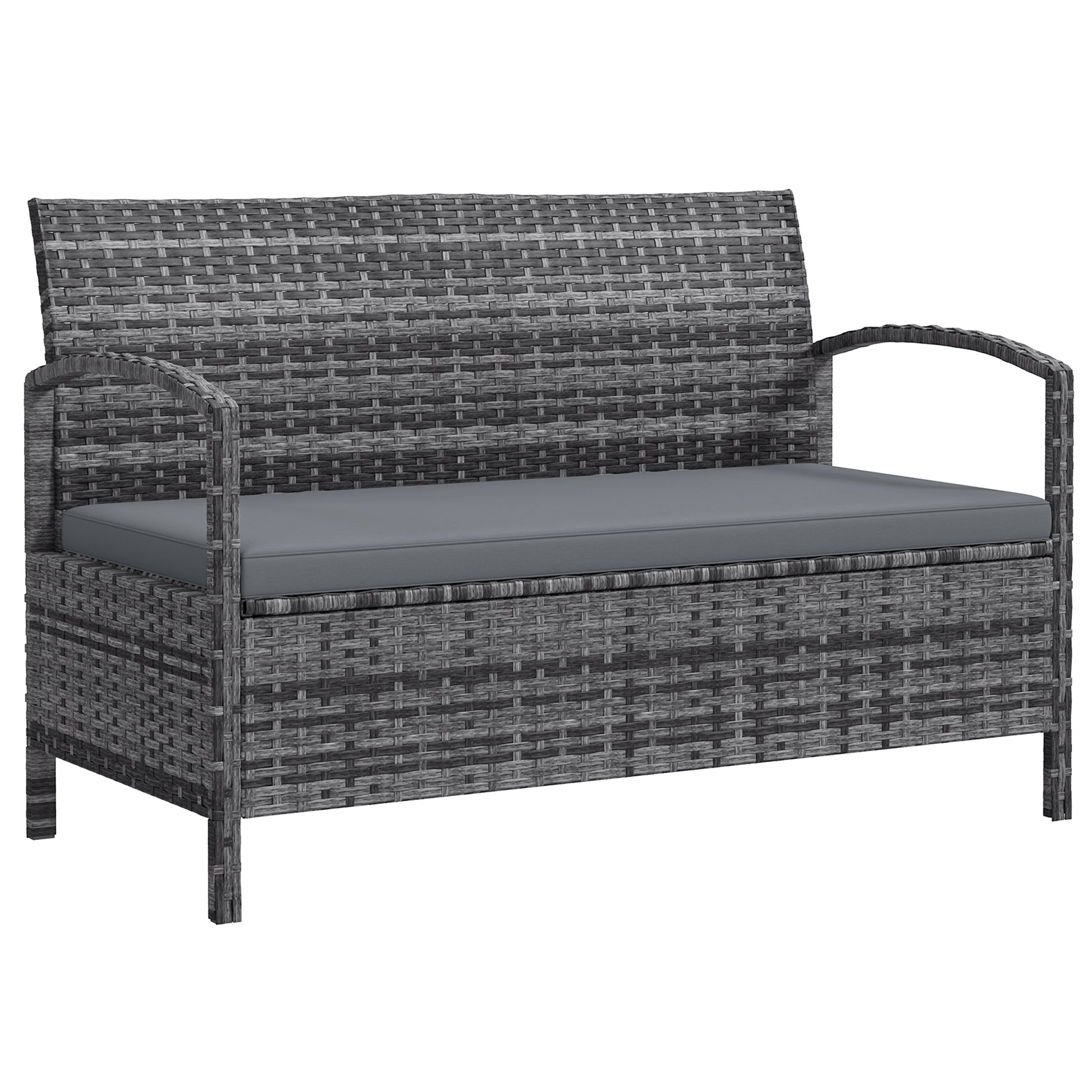 Photo of Outsunny 125L Storage Garden Bench, with Cushion - Grey in Grey colour on a white background