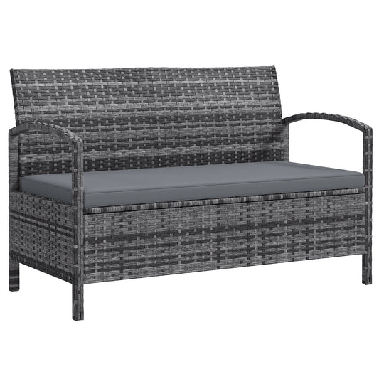 Photo of Outsunny 125L Storage Garden Bench, with Cushion - Grey in Grey colour on a white background