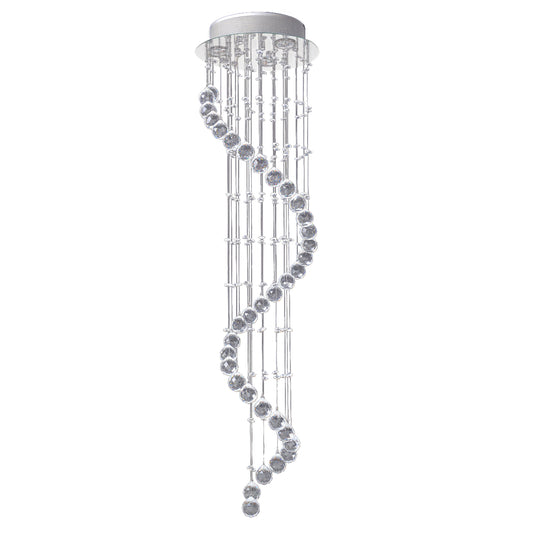 HOMCOM cascading crystal pendant light with chrome ceiling plate