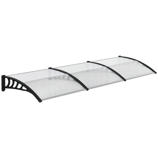 Photo of Outsunny Front Door Canopy, Outdoor Awning, 303 x 96cm Rain Shelter for Window, Porch and Front/Back Door, Clear in Clear colour on a white background
