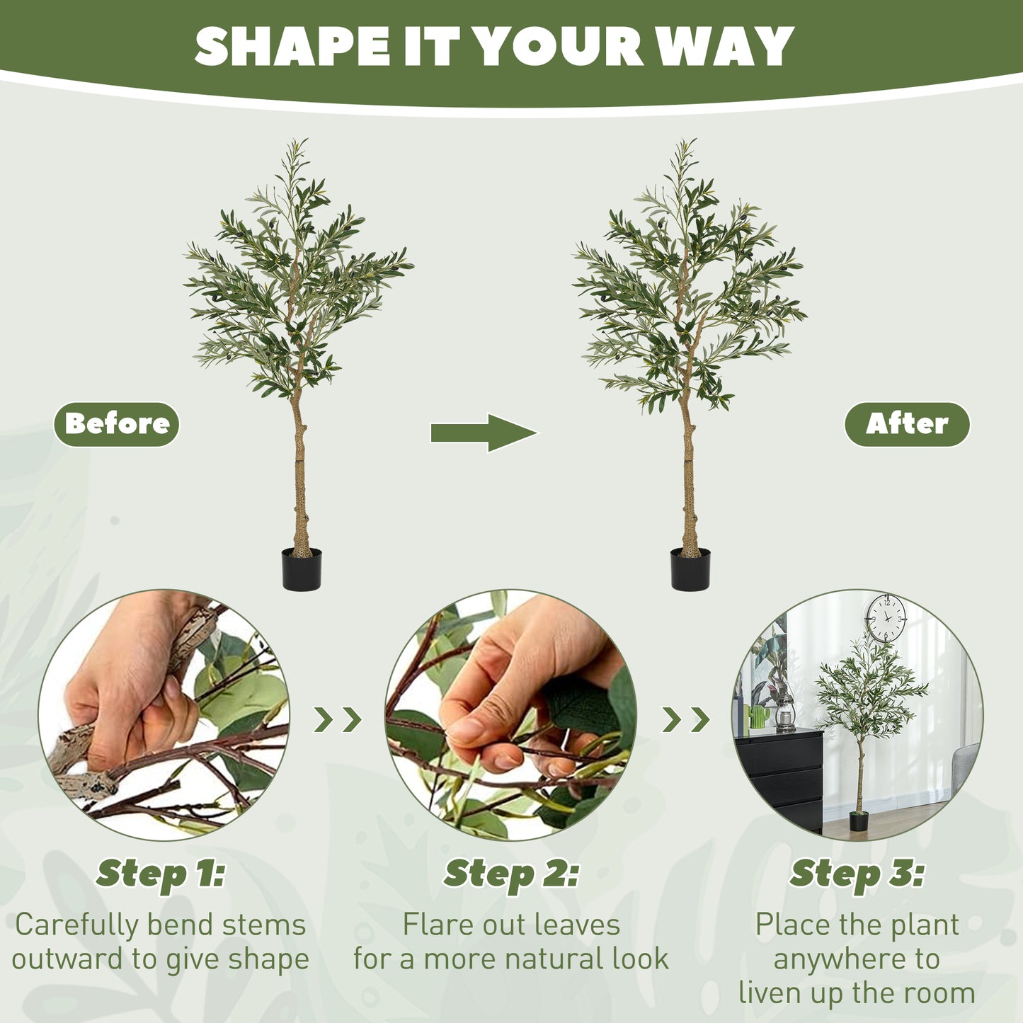 HOMCOM Silk Leaf Artificial Olive Trees