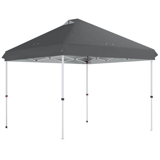 Photo of Outsunny 3 x 3 m Pop Up Gazebo with Wheels, UPF50+ One-Touch Outdoor Garden Party Tent Marquee Wedding Awning Canopy, Dark Grey in Grey colour on a white background