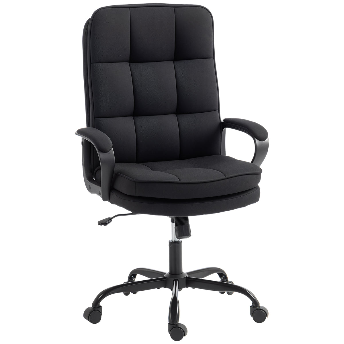 Photo of HOMCOM Double Padded Linen-Look Office Chair - Black in Black colour on a white background