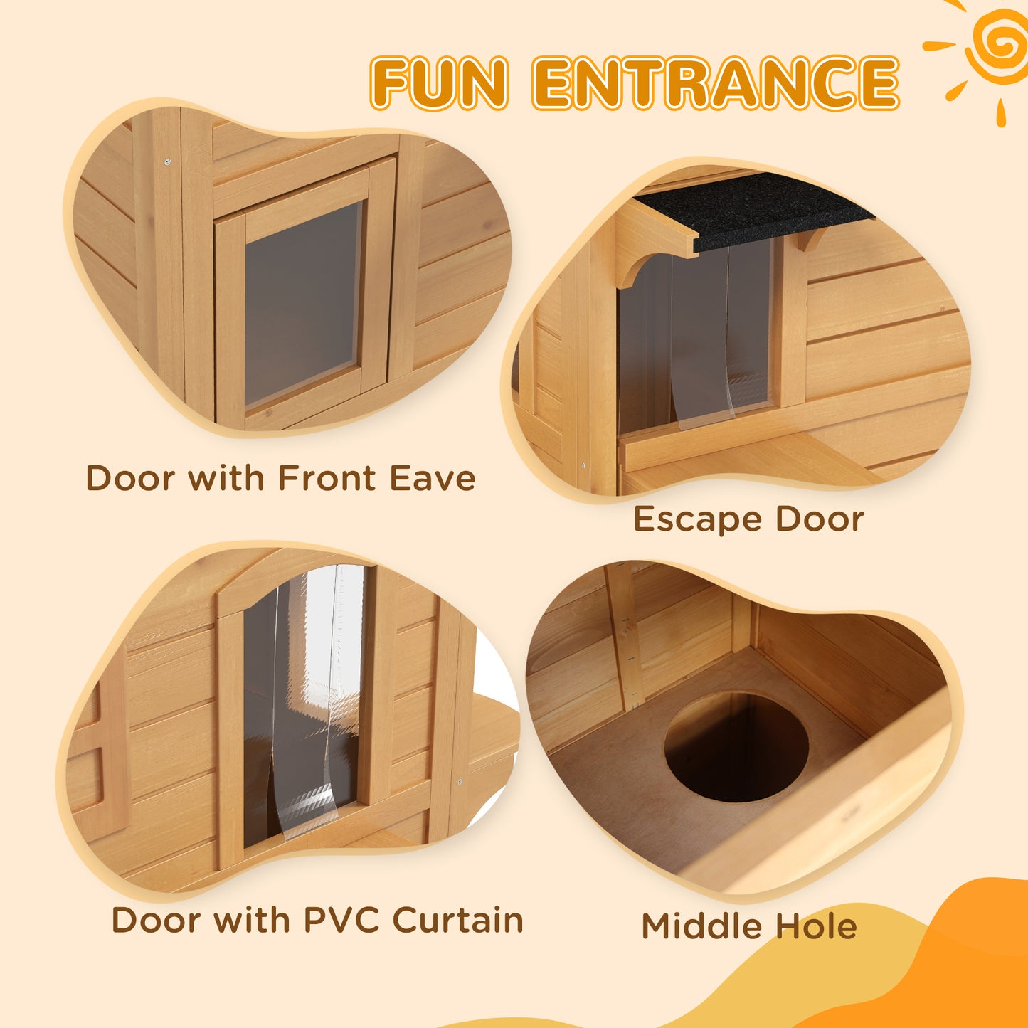PawHut 2-story Cat House Outdoor, Weatherproof Wooden Cat Enclosure with Openable Roof, Jumping Platforms, Natural Wood Finish